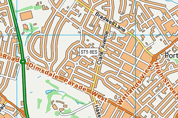 ST5 8ES map - OS VectorMap District (Ordnance Survey)