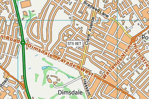 ST5 8ET map - OS VectorMap District (Ordnance Survey)