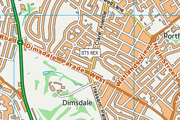 ST5 8EX map - OS VectorMap District (Ordnance Survey)