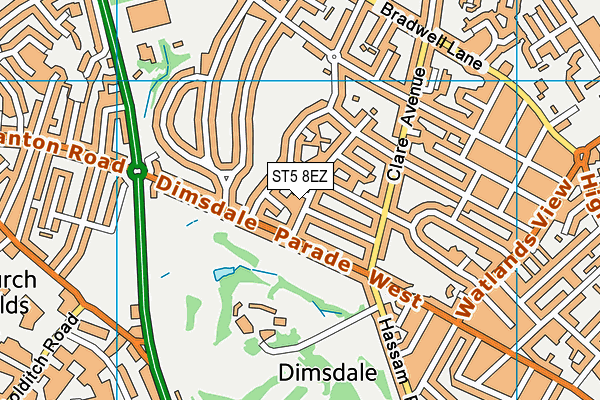 ST5 8EZ map - OS VectorMap District (Ordnance Survey)