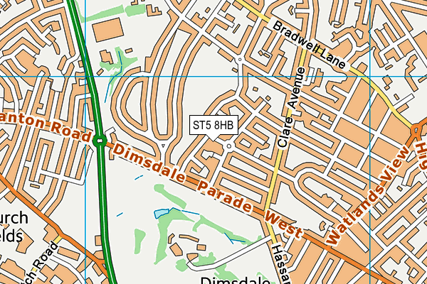 ST5 8HB map - OS VectorMap District (Ordnance Survey)