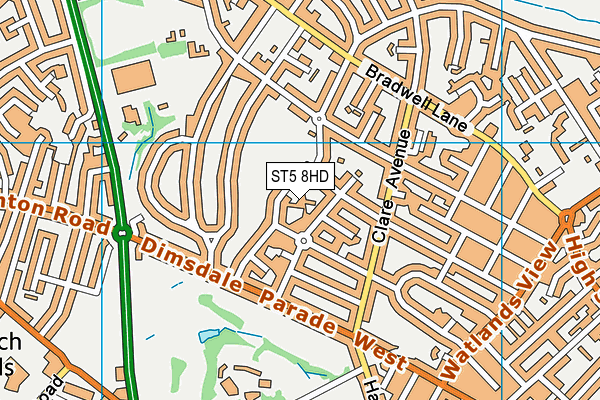 ST5 8HD map - OS VectorMap District (Ordnance Survey)