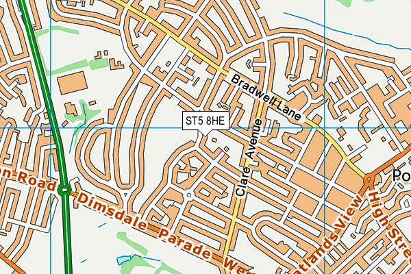 ST5 8HE map - OS VectorMap District (Ordnance Survey)