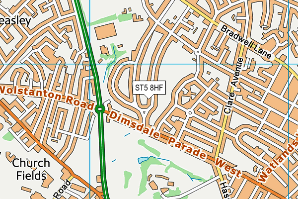 ST5 8HF map - OS VectorMap District (Ordnance Survey)