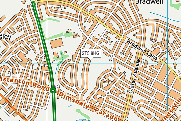ST5 8HG map - OS VectorMap District (Ordnance Survey)