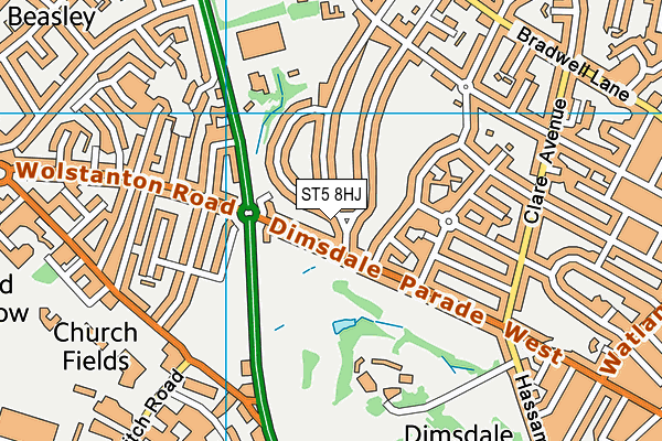 ST5 8HJ map - OS VectorMap District (Ordnance Survey)