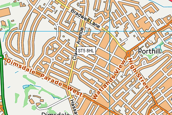 ST5 8HL map - OS VectorMap District (Ordnance Survey)