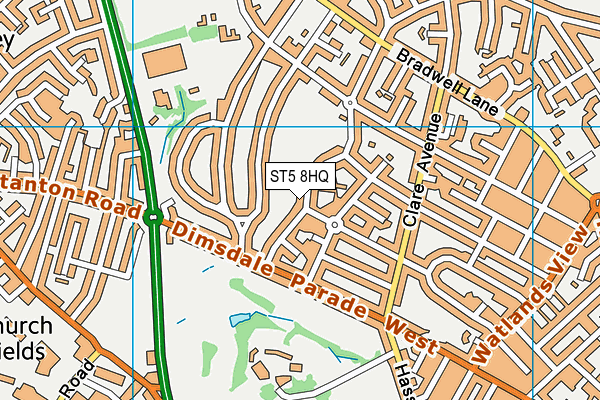 ST5 8HQ map - OS VectorMap District (Ordnance Survey)