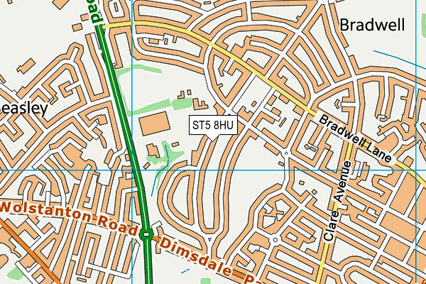ST5 8HU map - OS VectorMap District (Ordnance Survey)