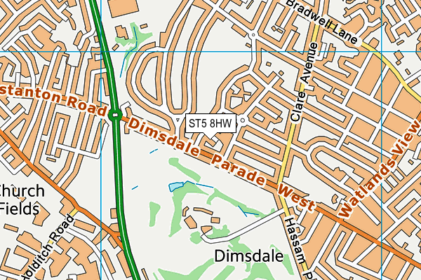 ST5 8HW map - OS VectorMap District (Ordnance Survey)