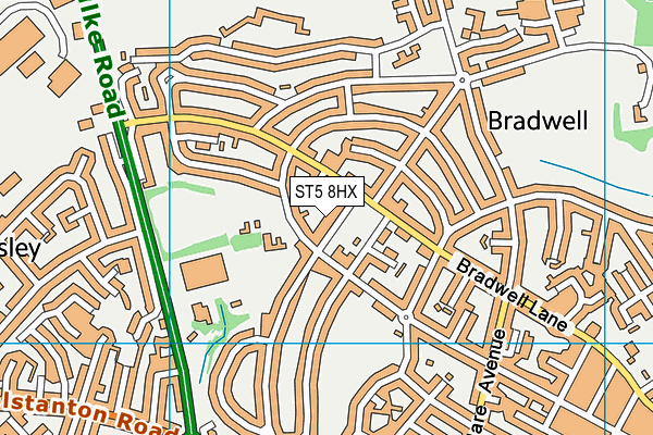 ST5 8HX map - OS VectorMap District (Ordnance Survey)