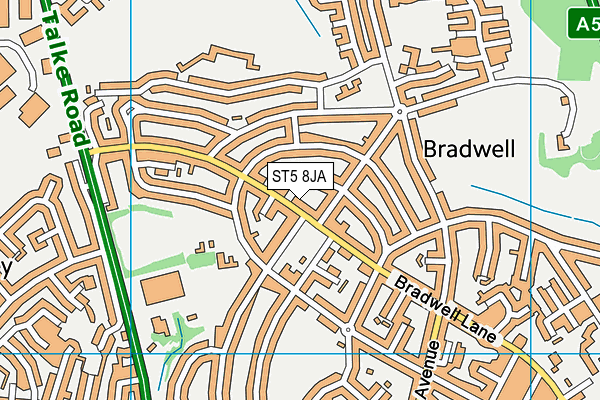 ST5 8JA map - OS VectorMap District (Ordnance Survey)
