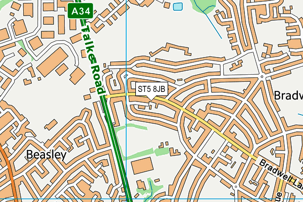 ST5 8JB map - OS VectorMap District (Ordnance Survey)