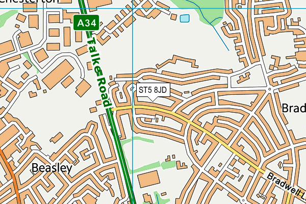 ST5 8JD map - OS VectorMap District (Ordnance Survey)