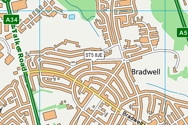 ST5 8JE map - OS VectorMap District (Ordnance Survey)