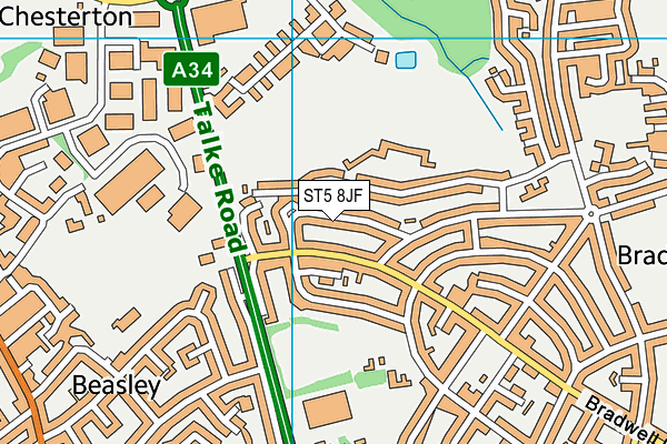 ST5 8JF map - OS VectorMap District (Ordnance Survey)