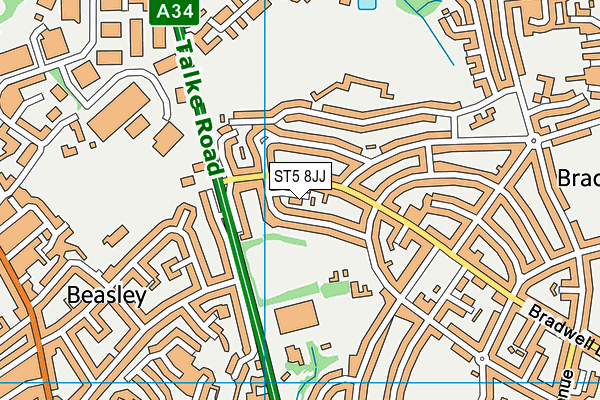 ST5 8JJ map - OS VectorMap District (Ordnance Survey)