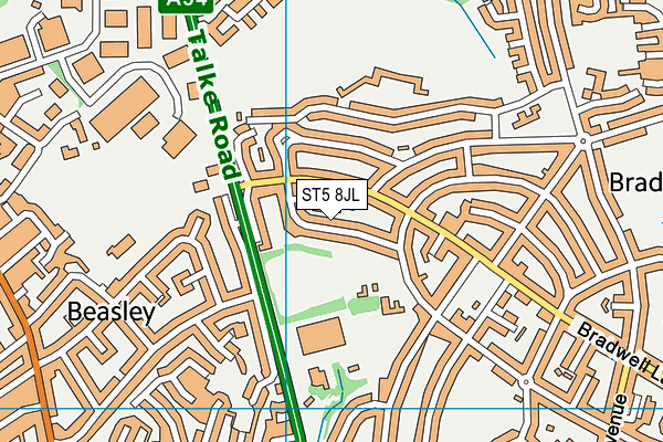 ST5 8JL map - OS VectorMap District (Ordnance Survey)