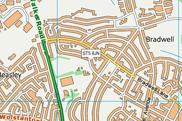 ST5 8JN map - OS VectorMap District (Ordnance Survey)