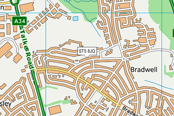 ST5 8JQ map - OS VectorMap District (Ordnance Survey)
