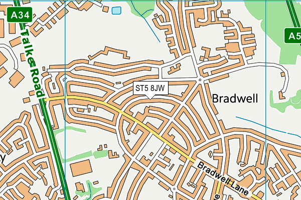 ST5 8JW map - OS VectorMap District (Ordnance Survey)