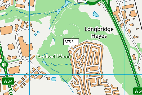 ST5 8LL map - OS VectorMap District (Ordnance Survey)