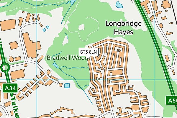 ST5 8LN map - OS VectorMap District (Ordnance Survey)