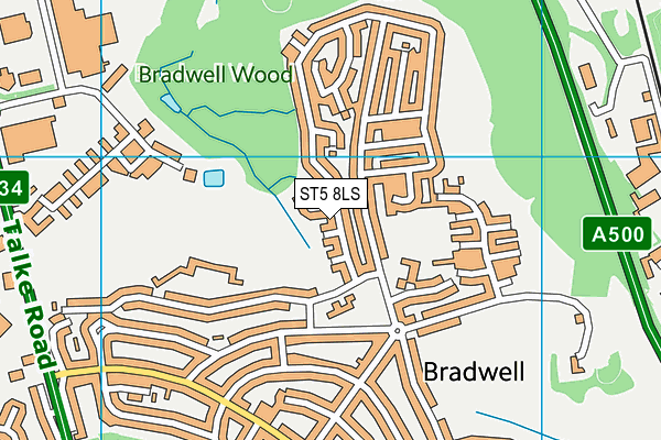 ST5 8LS map - OS VectorMap District (Ordnance Survey)