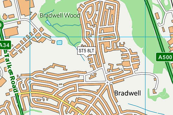 ST5 8LT map - OS VectorMap District (Ordnance Survey)