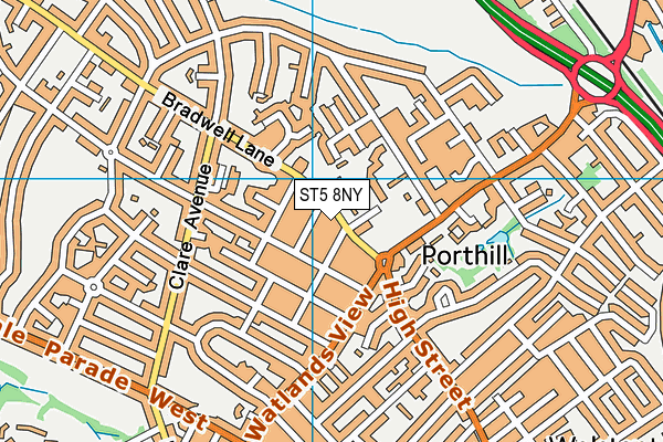 ST5 8NY map - OS VectorMap District (Ordnance Survey)