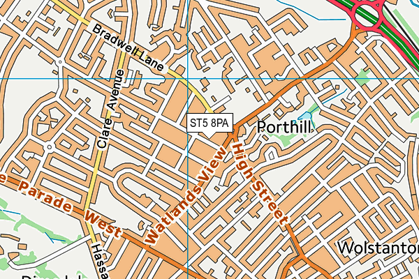 ST5 8PA map - OS VectorMap District (Ordnance Survey)