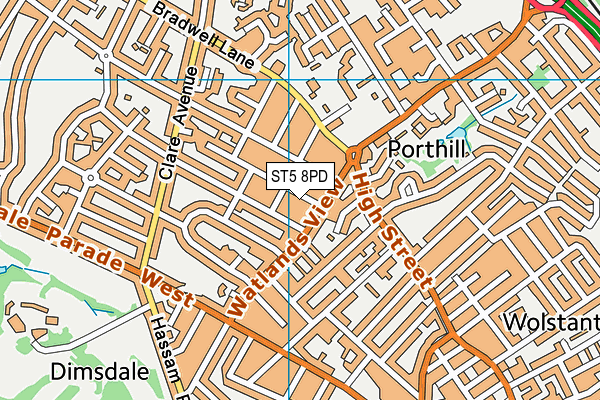 ST5 8PD map - OS VectorMap District (Ordnance Survey)