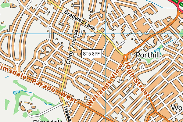 ST5 8PF map - OS VectorMap District (Ordnance Survey)
