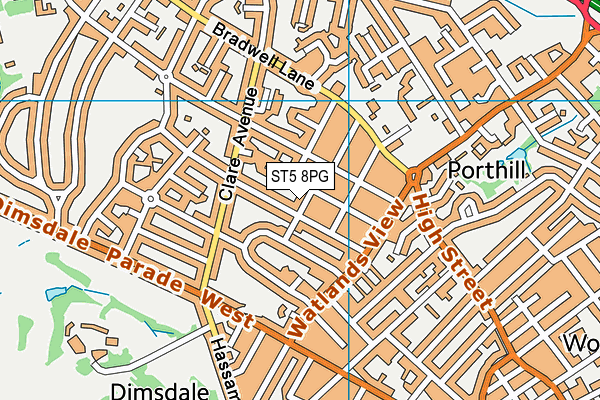 ST5 8PG map - OS VectorMap District (Ordnance Survey)