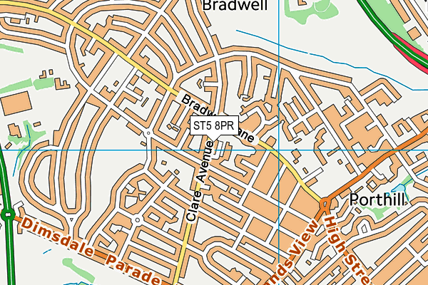 ST5 8PR map - OS VectorMap District (Ordnance Survey)