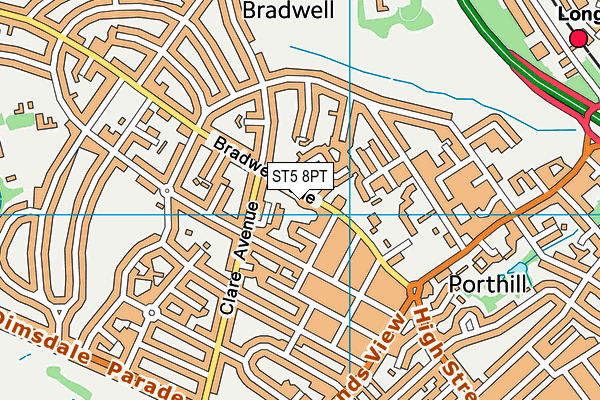 ST5 8PT map - OS VectorMap District (Ordnance Survey)