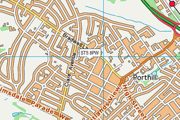 ST5 8PW map - OS VectorMap District (Ordnance Survey)