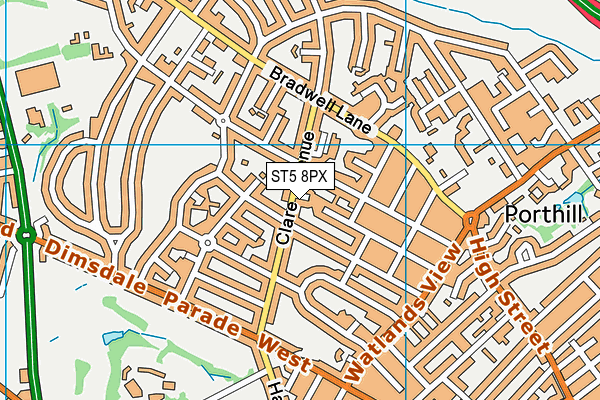 ST5 8PX map - OS VectorMap District (Ordnance Survey)