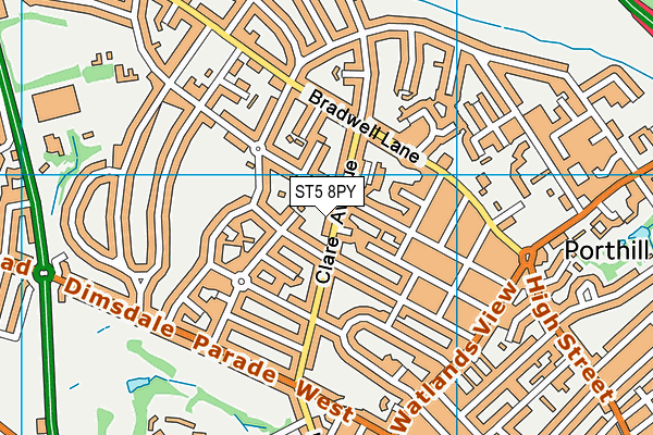 ST5 8PY map - OS VectorMap District (Ordnance Survey)