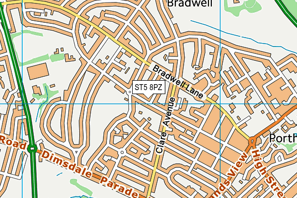 ST5 8PZ map - OS VectorMap District (Ordnance Survey)