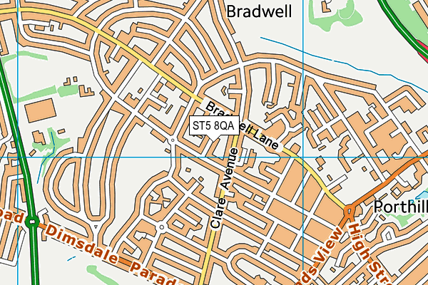 ST5 8QA map - OS VectorMap District (Ordnance Survey)