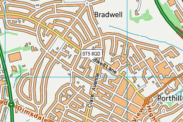 ST5 8QD map - OS VectorMap District (Ordnance Survey)