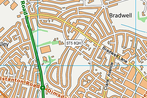 ST5 8QH map - OS VectorMap District (Ordnance Survey)