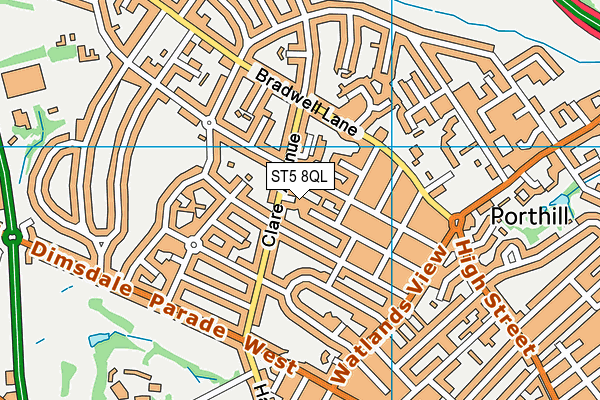 ST5 8QL map - OS VectorMap District (Ordnance Survey)