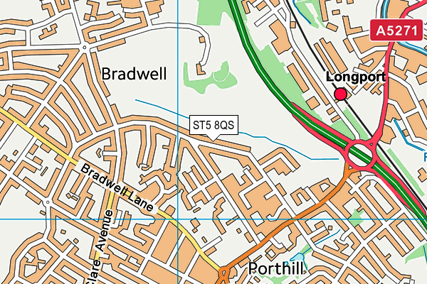 ST5 8QS map - OS VectorMap District (Ordnance Survey)