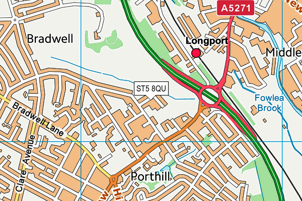 ST5 8QU map - OS VectorMap District (Ordnance Survey)