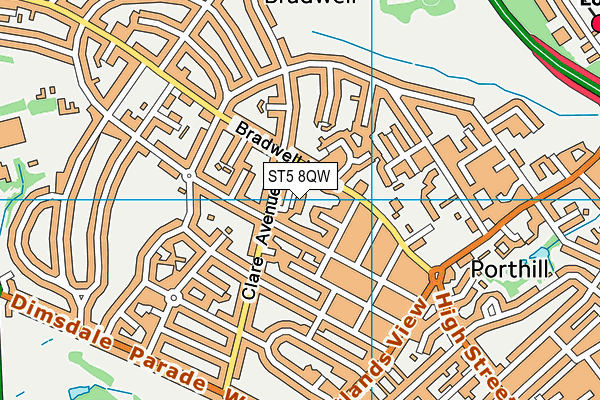 ST5 8QW map - OS VectorMap District (Ordnance Survey)