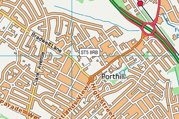 ST5 8RB map - OS VectorMap District (Ordnance Survey)