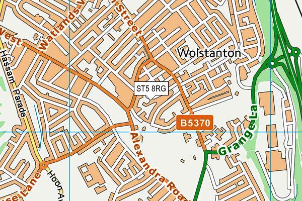 ST5 8RG map - OS VectorMap District (Ordnance Survey)