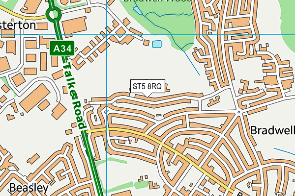 ST5 8RQ map - OS VectorMap District (Ordnance Survey)